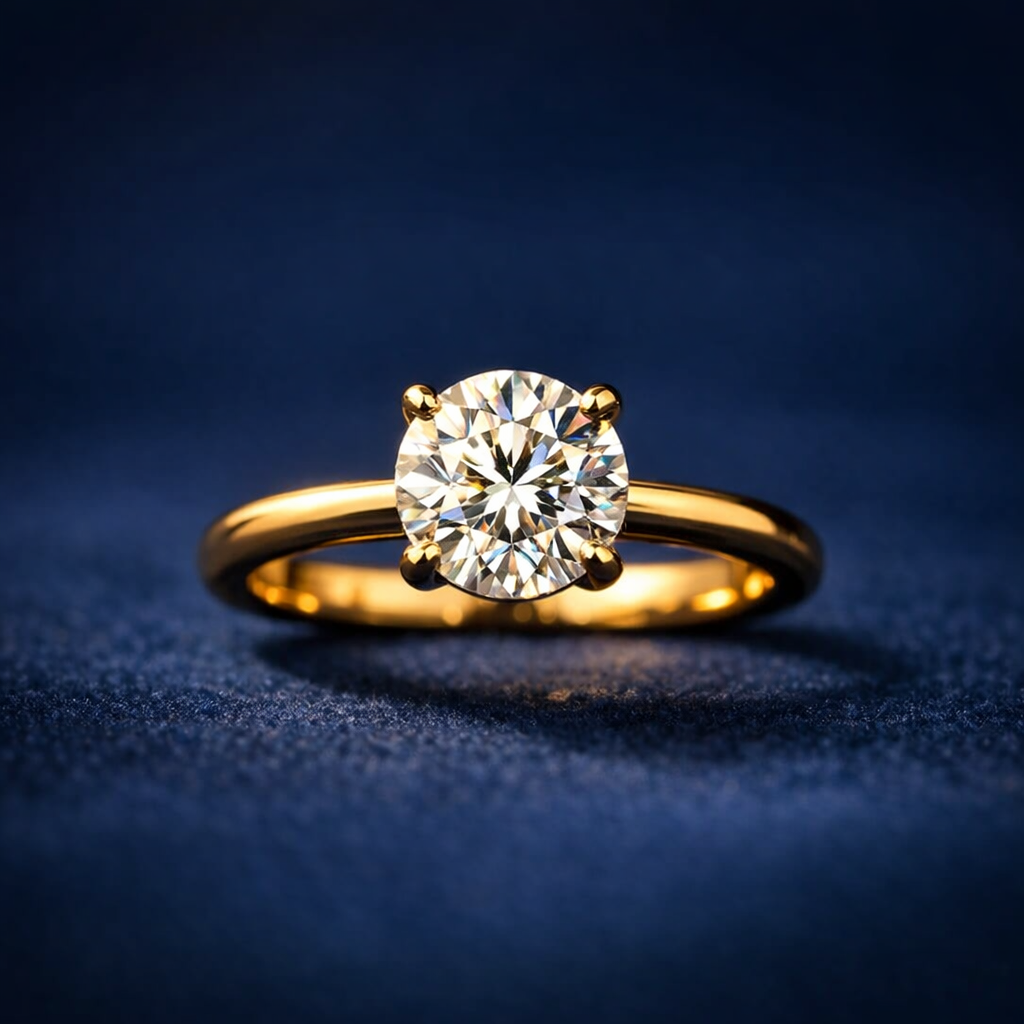 Solitaire diamond engagement ring