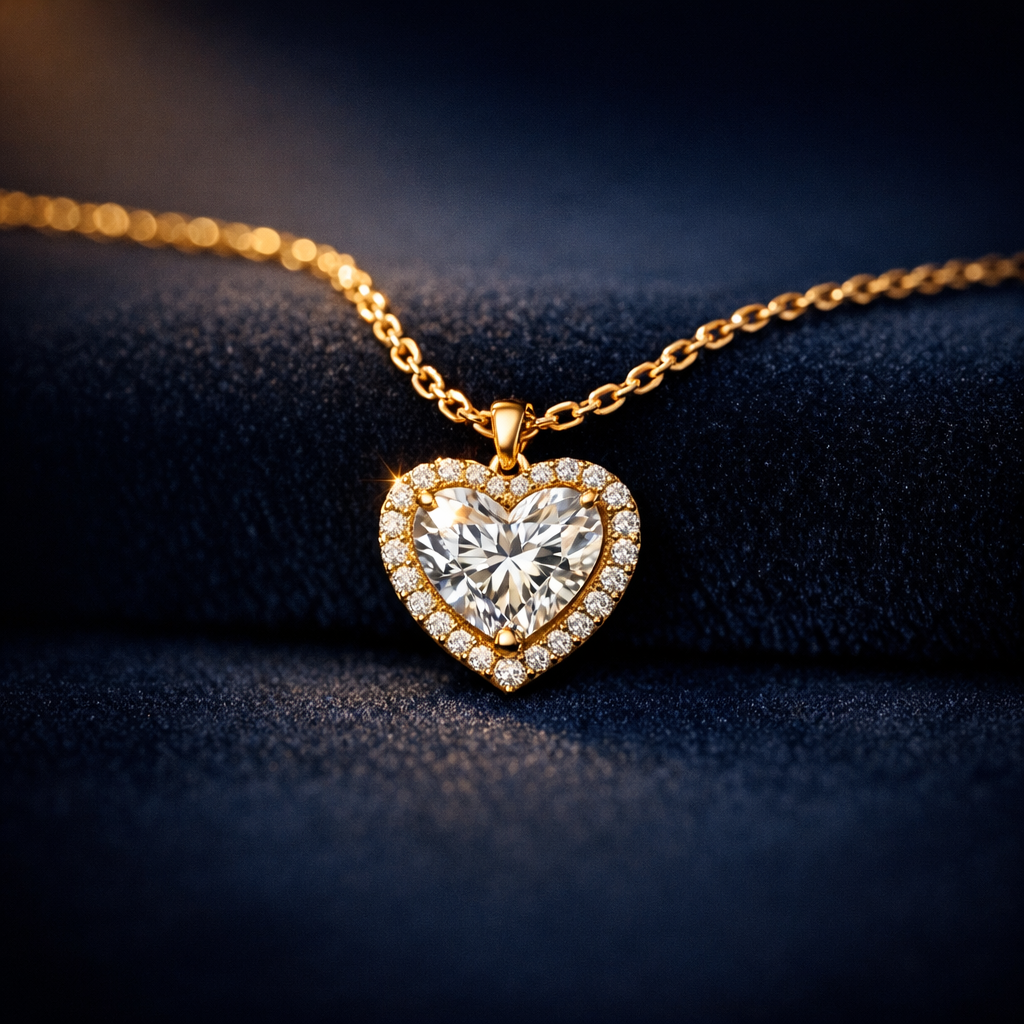 Heart diamond halo pendant