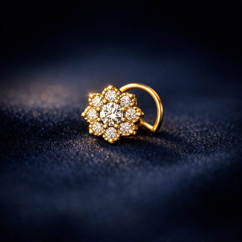 Floral diamond nosepin